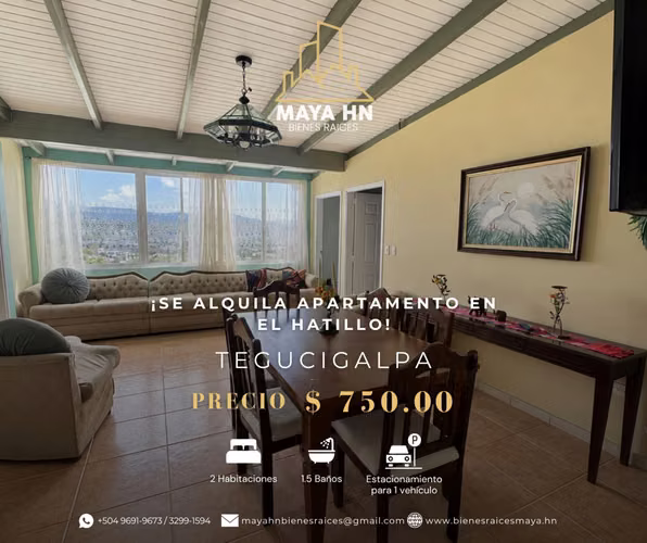 ¡Se alquila apartamento amueblado en el Hatillo, Tegucigalpa!