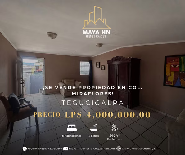 ¡Propiedad en venta en Col. Miraflores, Tegucigalpa!
