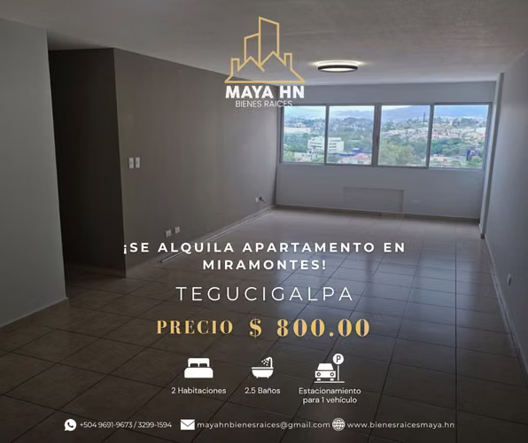 ¡Se alquila apartamento en Col. Miramontes, Tegucigalpa!