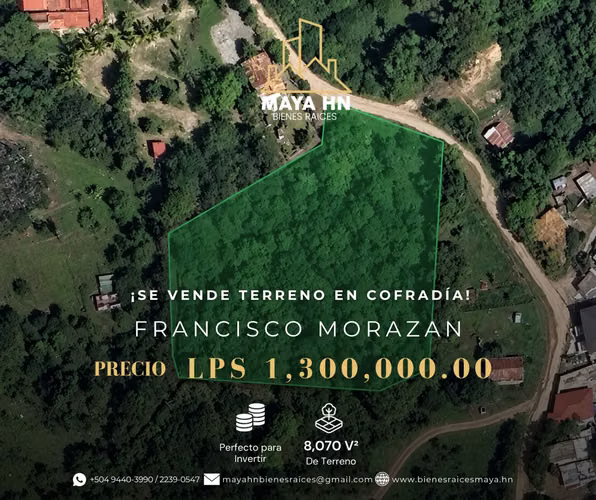 ¡Se vende terreno en Cofradía, Francisco Morazán!