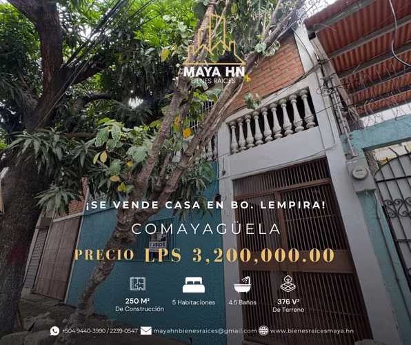 ¡Se vende casa en Barrio Lempira, Comayagüela!