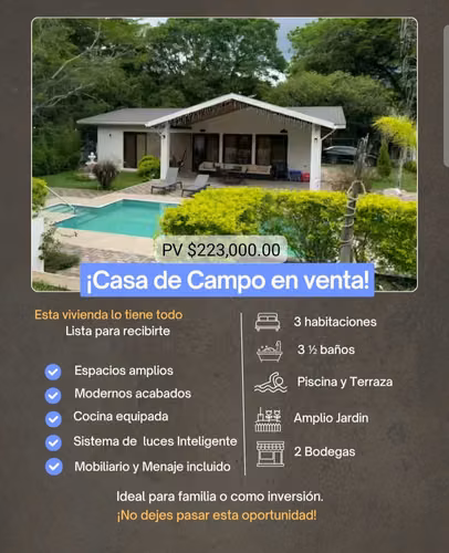 Hermosa casa de campo en venta