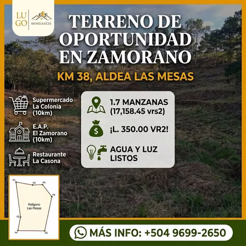 ¡Inversión Estratégica en El Zamorano! Terreno de 1.7 Manzanas por L. 6,000,000.00 - Imagen 2