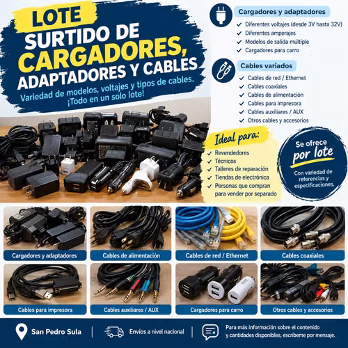 Lote de variedad en cargadores y cables para revender - originales americanos