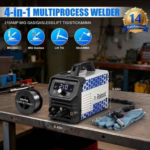  Soldadora Multifuncional 4 en 1 MIG / TIG / Electrodo – Reboot 210AMP