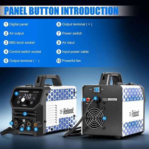  Soldadora Multifuncional 4 en 1 MIG / TIG / Electrodo – Reboot 210AMP