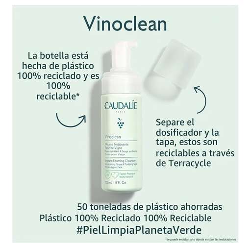 Caudalie Vinoclean Gentle Instant Foaming Facial Cleanser for All Skin Types