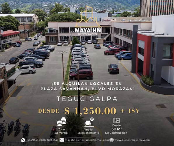  ¡SE ALQUILAN LOCALES EN PLAZA SAVANNAH, BLVD. MORAZÁN!