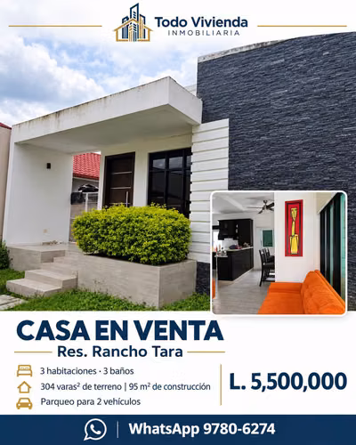 SE VENDE CASA EN RESIDENCIAL RANCHO TARA SAN PEDRO SULA