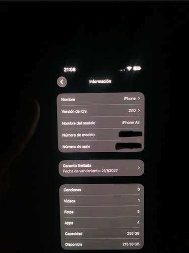 Iphone 17 Air 256 GB Negro- Como nuevo Batería al 100% 