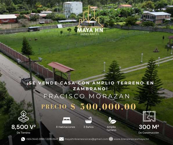 ¡Venta de casa con amplio terreno en Zambrano, Francisco Morazán!