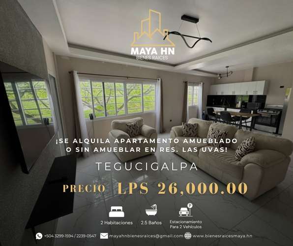 ¡Se alquila apartamento amueblado o sin amueblar en Res Las Uvas, Tegucigalpa!