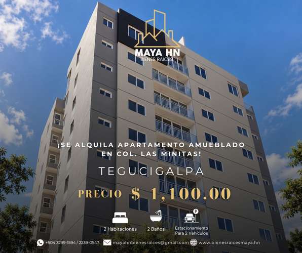 ¡Se alquila apartamento completamente amueblado en Col. las Minitas, Tegucigalpa!