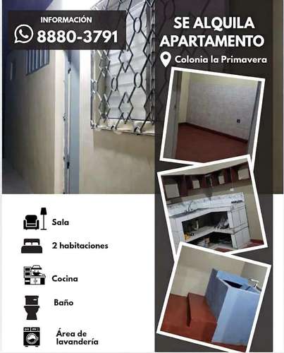 Se alquila apartamento en Colonia La Primavera Tegucigalpa 