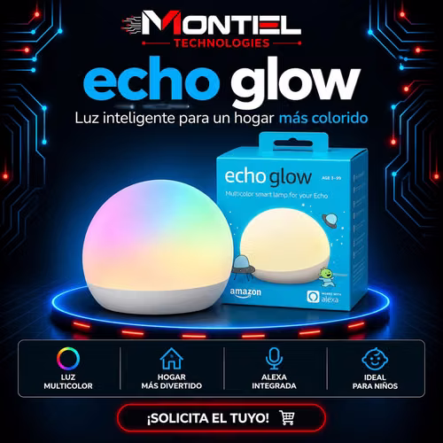 Echo Glow – Lámpara inteligente multicolor.