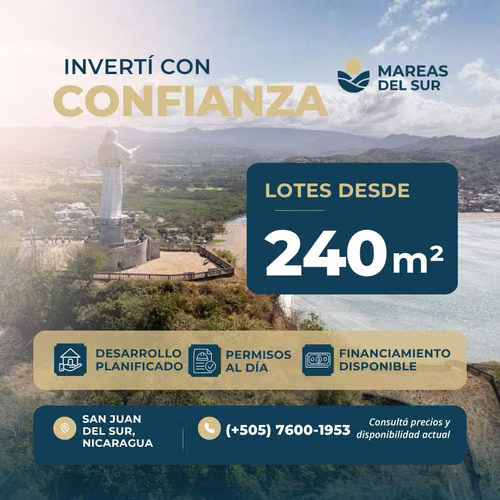 ¡Lotes en venta en San Juan del Sur desde $16,540!
