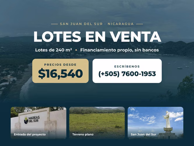 ¡Lotes en venta en San Juan del Sur desde $16,540!