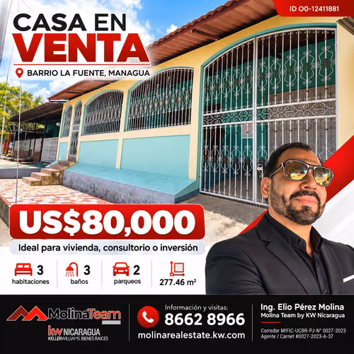 CASA EN VENTA – BARRIO LA FUENTE, MANAGUA