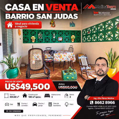 Casa en Venta en Barrio San Judas, Managua | US$49,500