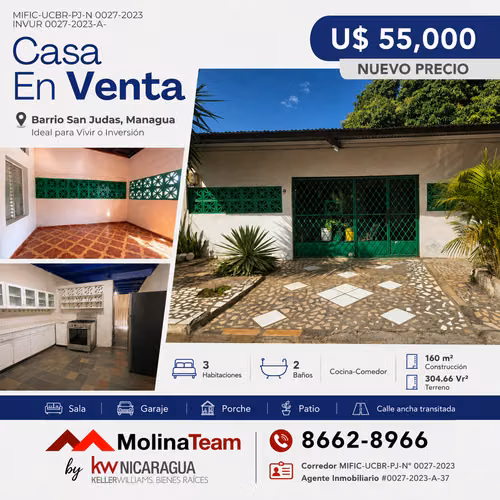Casa amplia en San Judas por solo US$55,000 – Ideal para vivir o negocio
