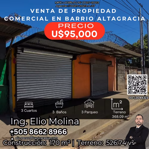 Your business in the main street of Altagracia! 527 vrs ² with high pedestrian and vehicle flow