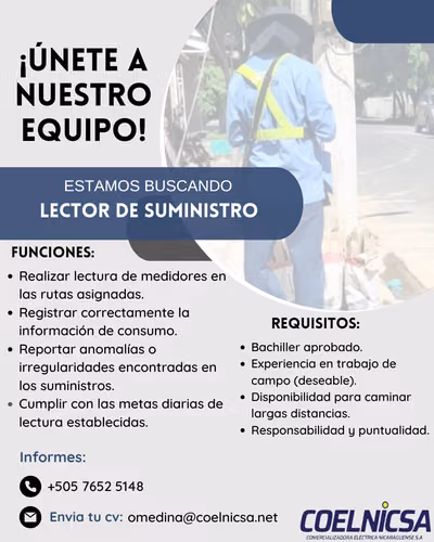 LECTOR DE MEDIDORES – MANAGUA SUR