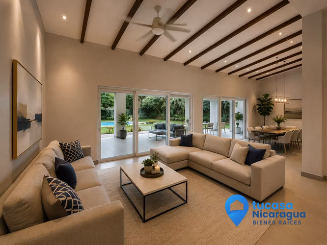 rento casa con piscina y muebles moderna