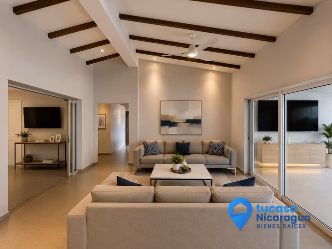 rento casa con piscina y muebles moderna