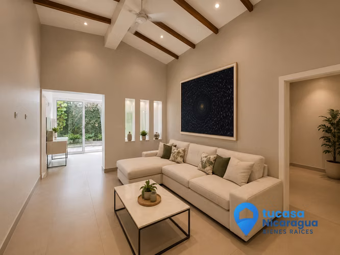 rento casa con piscina y muebles moderna