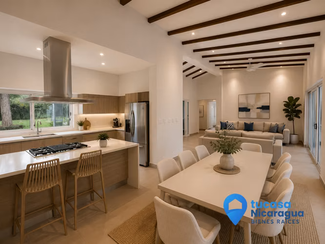 rento casa con piscina y muebles moderna