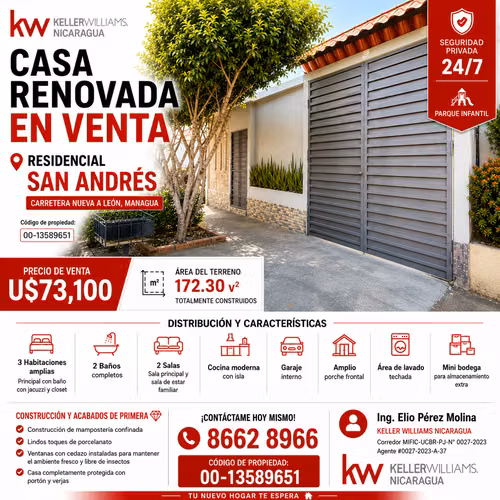 Venta de Casa en residencial San Andrés Managua carretera nueva a León
