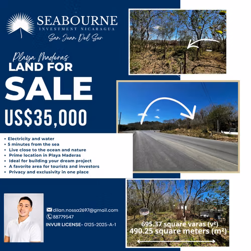 VENTA DE LOTE A 5 MINUTOS PLAYA MADERAS