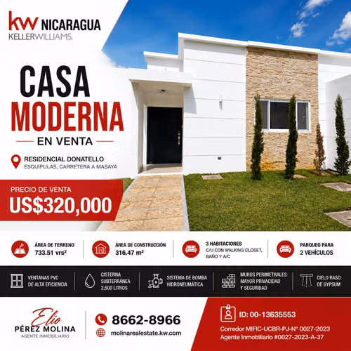 Premiere Modern House in Donatello, Esquipulas 3 Rooms - 124; 316 m ² Construction - 124; US $320,0