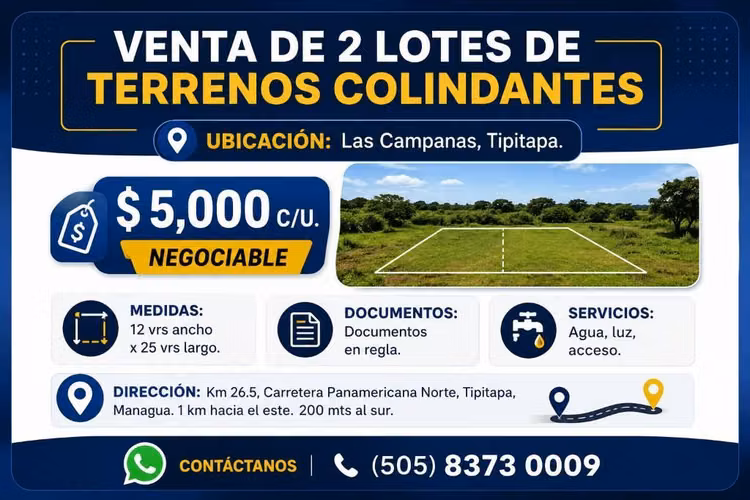 Venta de 2 lotes de terrenos colindantes