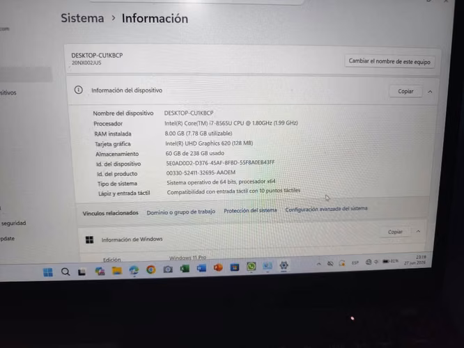 Laptop Lenovo ThinkPad T490s Intel Core i7 - Imagen 4
