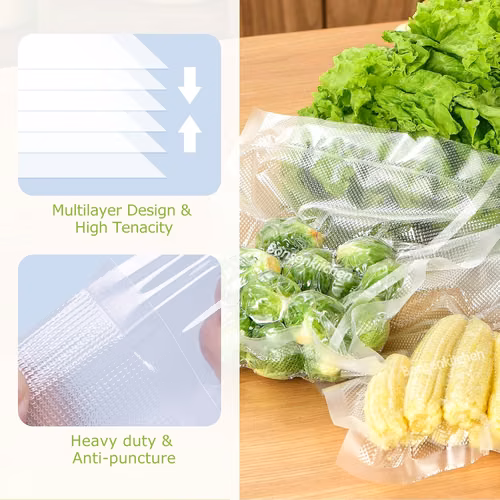 Máquina selladora para alimentos, 5 en 1 con cortador incorporado, 20 bolsas mas 6 rollos de bolsas