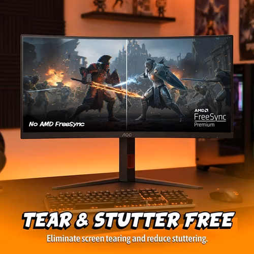 Monitor Gamer AOC Curvo 34" Pulgadas Ultraancho - UWQHD 3440 x 1440 - 180Hz, 0.5ms - Nuevo