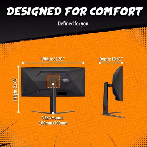 Monitor Gamer AOC Curvo 34" Pulgadas Ultraancho - UWQHD 3440 x 1440 - 180Hz, 0.5ms - Nuevo