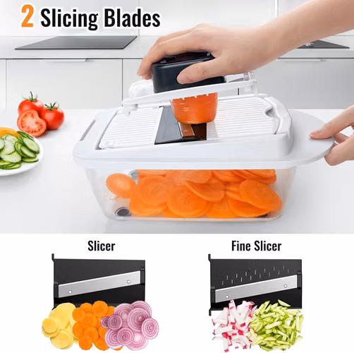 Cortador y mandolina de verduras 8 en 1 con recipiente Ukeetap – Accesorio esencial de cocina