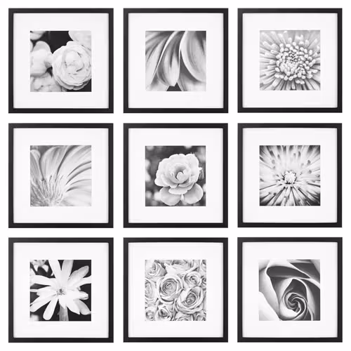 Juego de 9 marcos de galería de 10" x 10" mate a 5" x 5" - marca Room Essentials - Negro