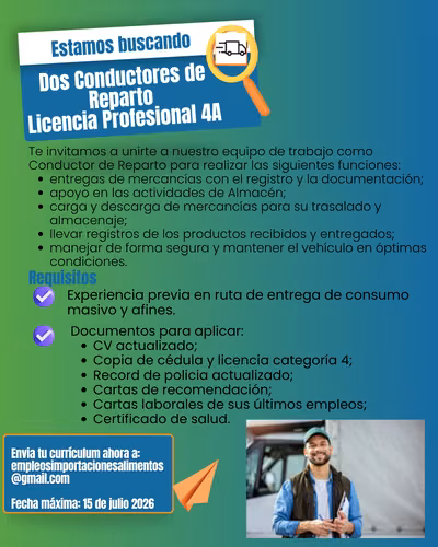 Dos conductores de reparto licencia profesional 4A