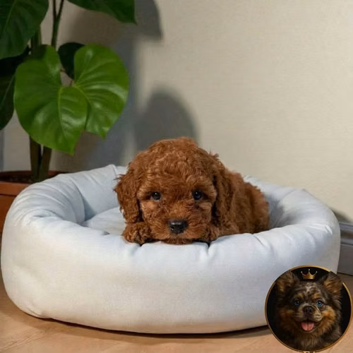 French Poodle Red Miniatura