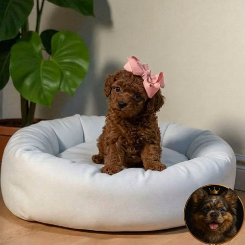 French Poodle Red Miniatura