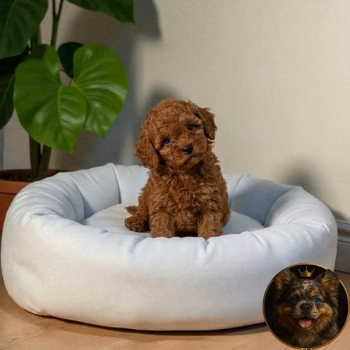 French Poodle Red Miniatura