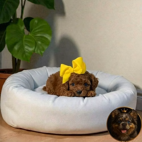 French Poodle Red Miniatura