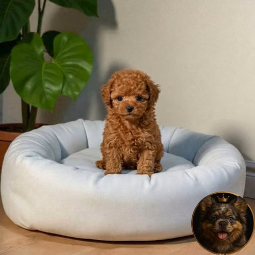 French Poodle Red Miniatura