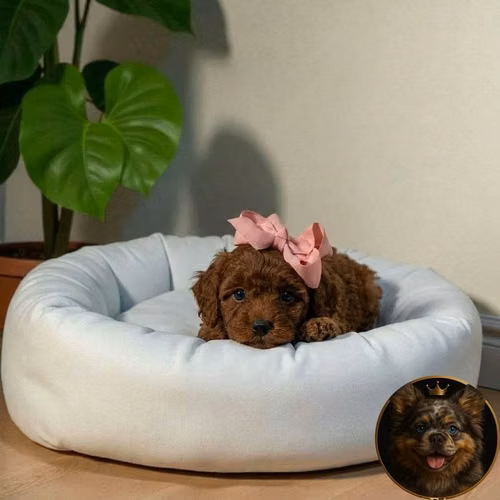 French Poodle Red Miniatura