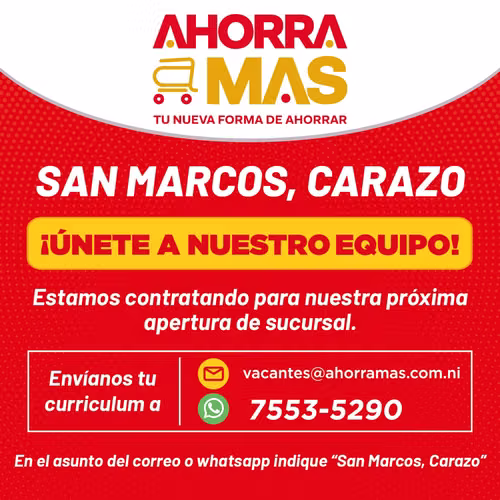JEFE DE PISO- SUCURSAL SAN MARCOS, CARAZO.