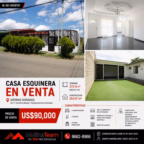  ¡Casa esquinera en venta en Sierras Doradas!
