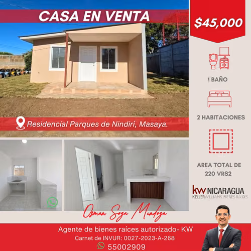  ¡Casa Nueva en Residencial Parques de Nindirí!